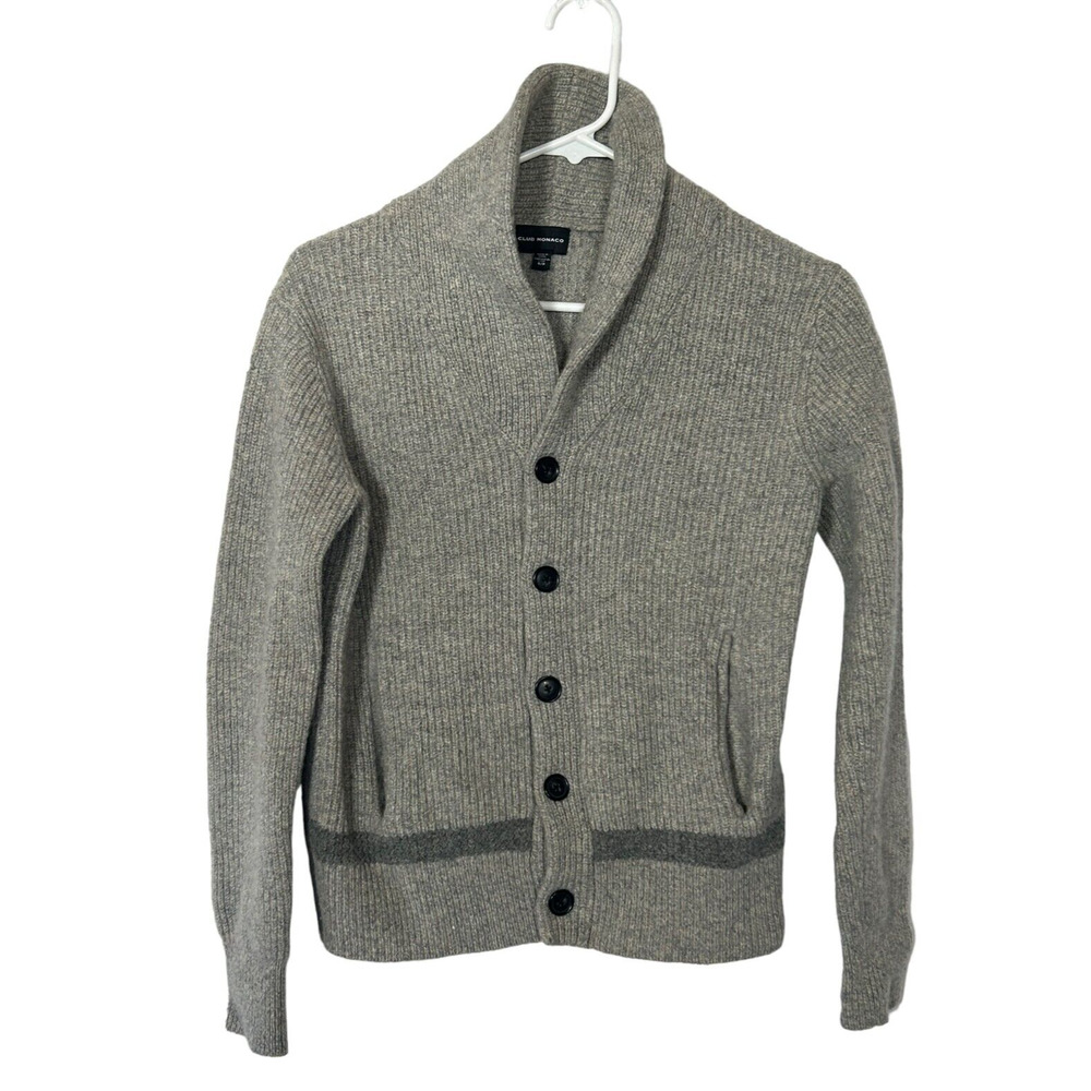Club Monaco Womens Cardigan Sweater S Gray Wool  Long Sleeve Grandma